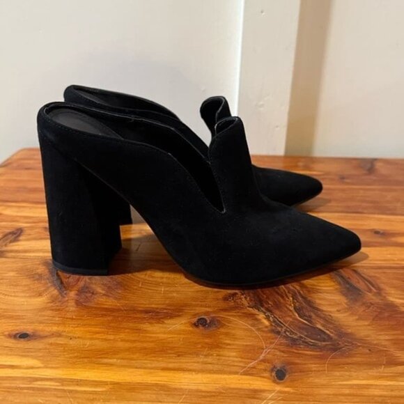 Black Leather Loafer Mule - Picture 3 of 4